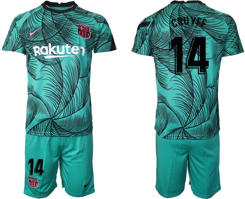 Men 2020-2021 club Barcelona green training suit #14 Soccer Jerseys->barcelona jersey->Soccer Club Jersey